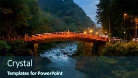  Presentation with dusk - Slide deck with landmark-red-bridge-over-river background and a ocean colored foreground