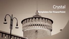  Presentation with map navigation seas italy - Presentation theme consisting of landmark sforza castle in milan background and a  colored foreground