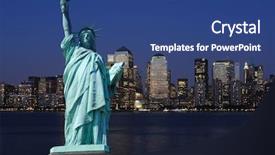  Presentation with liberty - Amazing slides having landmark-statue-of-liberty-against backdrop and a ocean colored foreground