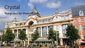  Presentation with belgium - Theme consisting of landmark the hilton hotel background and a light blue colored foreground