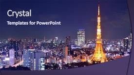  Presentation with tokyo - Beautiful PPT layouts featuring landmark tokyo tower in tokyo backdrop and a navy blue colored foreground