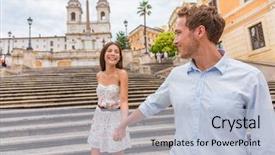  Presentation with romance - Beautiful PPT theme featuring landmark tourist attraction on romance backdrop and a light blue colored foreground