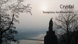  Presentation with indian historic places - PPT theme featuring landmark view of the dnipr background and a  colored foreground