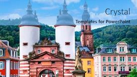  Presentation with medieval - PPT layouts having landmarks-and-beautiful-towns background and a light blue colored foreground