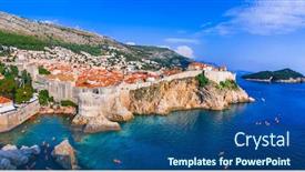  Presentation with dubrovnik - PPT theme consisting of landmarks-and-travel-in-croatia background and a ocean colored foreground