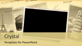  Presentation with vintage retro - Theme with landmarks eiffel tower in paris background and a yellow colored foreground