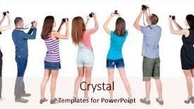  Presentation with small group top view - Amazing theme having landmarks humanities - back view group of people backdrop and a lemonade colored foreground