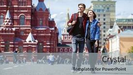  Presentation with smart grid city and wireless - Audience pleasing presentation theme consisting of landmarks humanities - happy tourists sightseeing city red backdrop and a  colored foreground