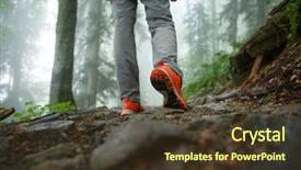  Presentation with human value youth - Presentation theme consisting of landmarks humanities - picture of human walking background and a  colored foreground