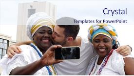  Presentation with tourist - Slide set with landmarks humanities - tourist taking a selfie background and a sky blue colored foreground