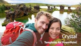  Presentation with lava - Presentation featuring couple on lake myvatn iceland background and a tawny brown colored foreground
