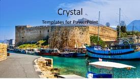  Presentation with medieval - PPT layouts having landmarks of cyprus - medieval fortress background and a light blue colored foreground