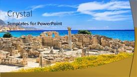  Presentation with antique - Amazing slide deck having landmarks-of-cyprus-island-antique backdrop and a light blue colored foreground