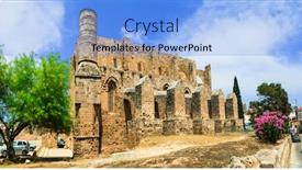  Presentation with ghost - PPT theme featuring landmarks-of-cyprus-island-ghost background and a light blue colored foreground