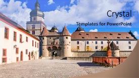 Presentation with medieval - PPT theme with landmarks of germany - medieval fortress background and a light blue colored foreground