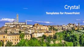  Presentation with italy - PPT layouts having landmarks of italy - panorama of siena tuscany background and a cobalt blue colored foreground