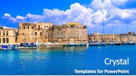  Presentation with old - Cool new theme with landmarks of puglia - old town backdrop and a teal colored foreground
