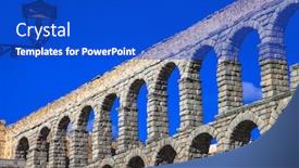  Presentation with aqueduct - PPT layouts with landmarks-of-spain-roman-aqueduct background and a cobalt blue colored foreground
