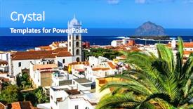  Presentation with colonial - Audience pleasing theme consisting of landmarks of tenerife- old colonial backdrop and a teal colored foreground