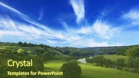  Presentation with dark blue moonlight landscape - Cool new presentation theme with landscape - meadow the blue sky backdrop and a  colored foreground