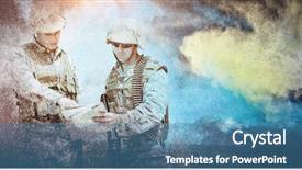  Presentation with soldiers - Slide deck having landscape against military soldiers looking background and a  colored foreground