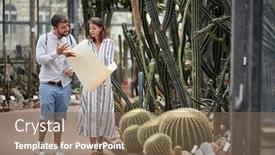  Presentation with botanical garden - Slides featuring landscape-architects-looking-at-design background and a coral colored foreground