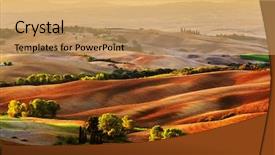  Presentation with sugarcane fields mountains landscape nature - Amazing PPT theme having landscape at sunrise italy hilly backdrop and a coral colored foreground