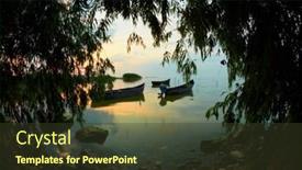  Presentation with sunrise - Presentation design featuring landscape-at-sunset-sunrise background and a tawny brown colored foreground