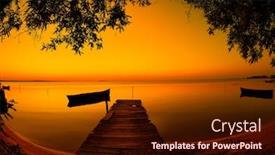  Presentation with fishing boat - Audience pleasing theme consisting of landscape-at-sunset-sunrise backdrop and a wine colored foreground