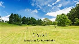  Presentation with beautiful green - Cool new PPT theme with landscape background - beautiful vivid green meadow is backdrop and a  colored foreground