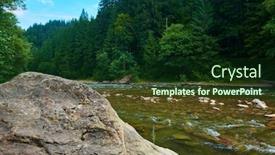  Presentation with river flowing - Amazing PPT theme having landscape-beautiful-view-of-mountain backdrop and a forest green colored foreground
