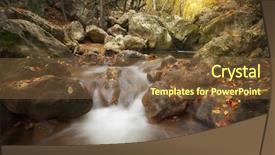  Presentation with nature river - PPT theme featuring autumn landscape composition of nature background and a tawny brown colored foreground