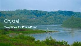  Presentation with tv channel - PPT theme consisting of landscape-depicting-the-channel background and a ocean colored foreground