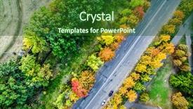  Presentation with city of chicago aerial view - Presentation theme with landscape design highway - aerial view - beautiful autumn background and a forest green colored foreground