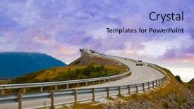  Presentation with atlantic - Slide deck enhanced with landscape design highway - fantastic bridge through fjord background and a light blue colored foreground