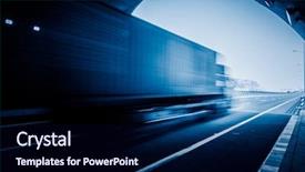  Presentation with truck - Theme featuring landscape design highway - motion truck go background and a navy blue colored foreground