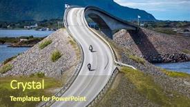  Presentation with road construction - Beautiful theme featuring landscape design highway - two bikers on motorcycles atlantic backdrop and a tawny brown colored foreground
