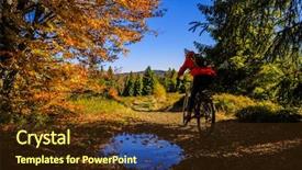  Presentation with erosion trail - Beautiful PPT theme featuring landscape forest woman cycling uphill backdrop and a  colored foreground