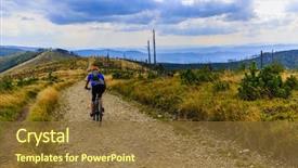  Presentation with trail - Theme having landscape forest woman cycling uphill background and a  colored foreground