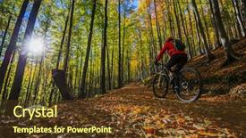  Presentation with trail - Amazing slide deck having landscape forest woman cycling uphill backdrop and a  colored foreground