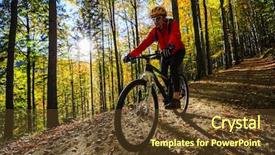  Presentation with dark forest landscape - PPT layouts having landscape forest woman cycling uphill background and a  colored foreground