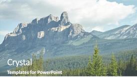  Presentation with tree - Beautiful presentation theme featuring landscape format - forest tree line with mountains backdrop and a  colored foreground