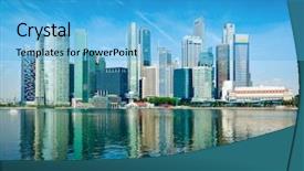 Presentation with skyline - PPT theme with landscape format - modern city skyline of business background and a  colored foreground