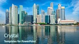  Presentation with dubai evening skyline luxury district - Amazing PPT theme having landscape format - modern city skyline of business backdrop and a  colored foreground