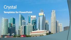  Presentation with singapore national day - Audience pleasing theme consisting of landscape format - singapore business district skyscrapers backdrop and a teal colored foreground