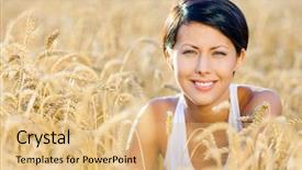  Presentation with rural - Beautiful slide deck featuring landscape format - woman in rye field concept backdrop and a coral colored foreground
