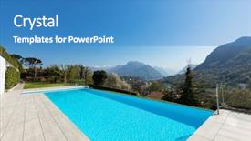  Presentation with tall building art - Beautiful PPT theme featuring landscape furniture - exterior of building with swimming backdrop and a teal colored foreground
