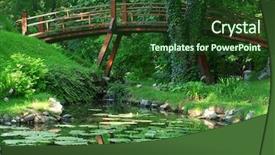  Presentation with paradise - Slides with landscape garden with bridge background and a tawny brown colored foreground