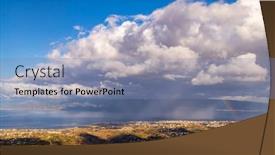  Presentation with illuminated - PPT layouts featuring landscape-illuminated-by-morning-sun background and a teal colored foreground