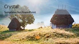  Presentation with romania - Presentation design with landscape in apuseni mountains romania background and a light blue colored foreground